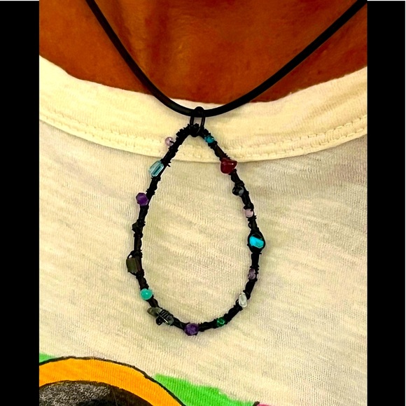 Real STONES necklace w Lápiz purple pendant gorgeous - Picture 7 of 8